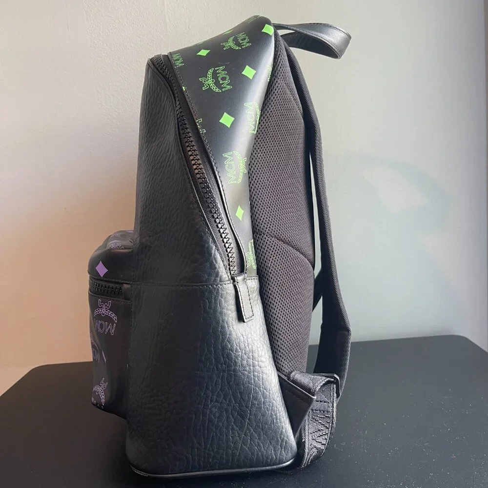 MCM Medium Color Splash Logo Backpack - Dahlia Purple - Preowned